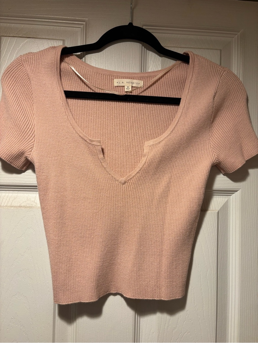 PacSun Blush Pink Ribbed Notch-Neck Crop Top